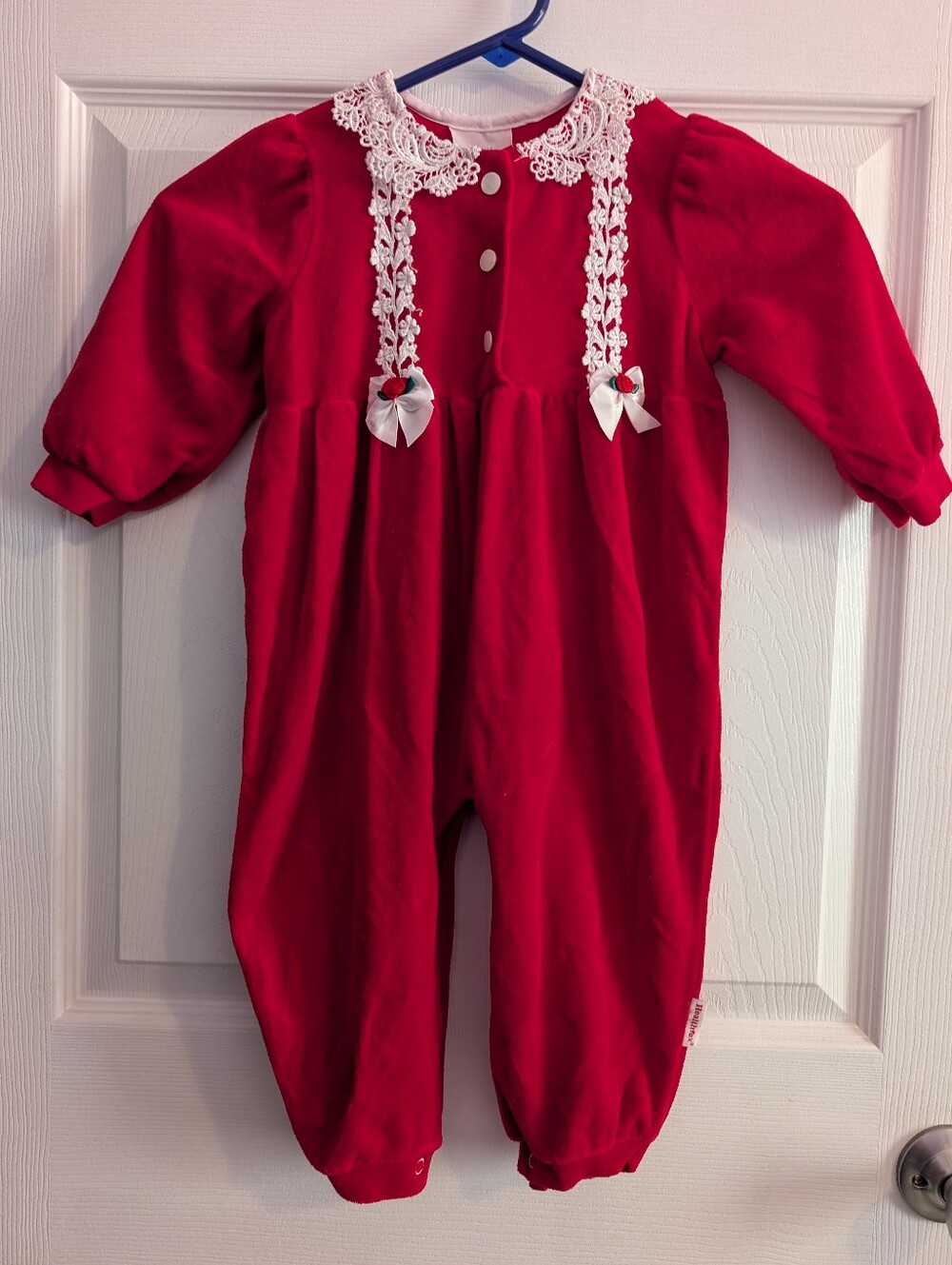Vintage Healthtex Red Baby Romper One Piece Size 24 Months